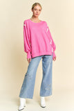 Davi & Dani Side Slit High-Low Lantern Sleeve Knit Top - Trendsi