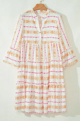 Printed Ruffled Notched Loose Dress - Trendsi - Flyclothing LLC