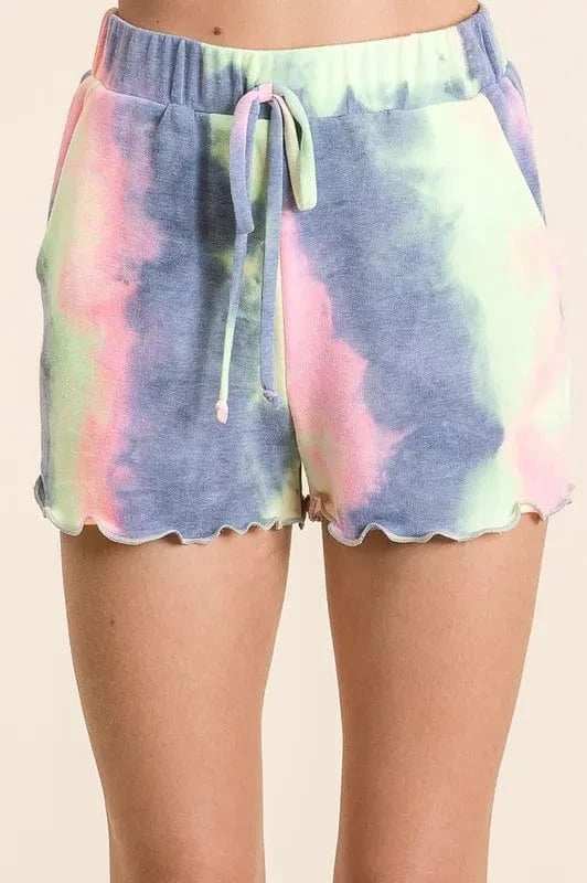 BiBi Tie Dye French Terry Top and Shorts Set - Trendsi - Flyclothing LLC