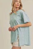 Aemi + Co Asymmetrical Front Slit Round Neck Raglan Sleeve T-Shirt - Trendsi