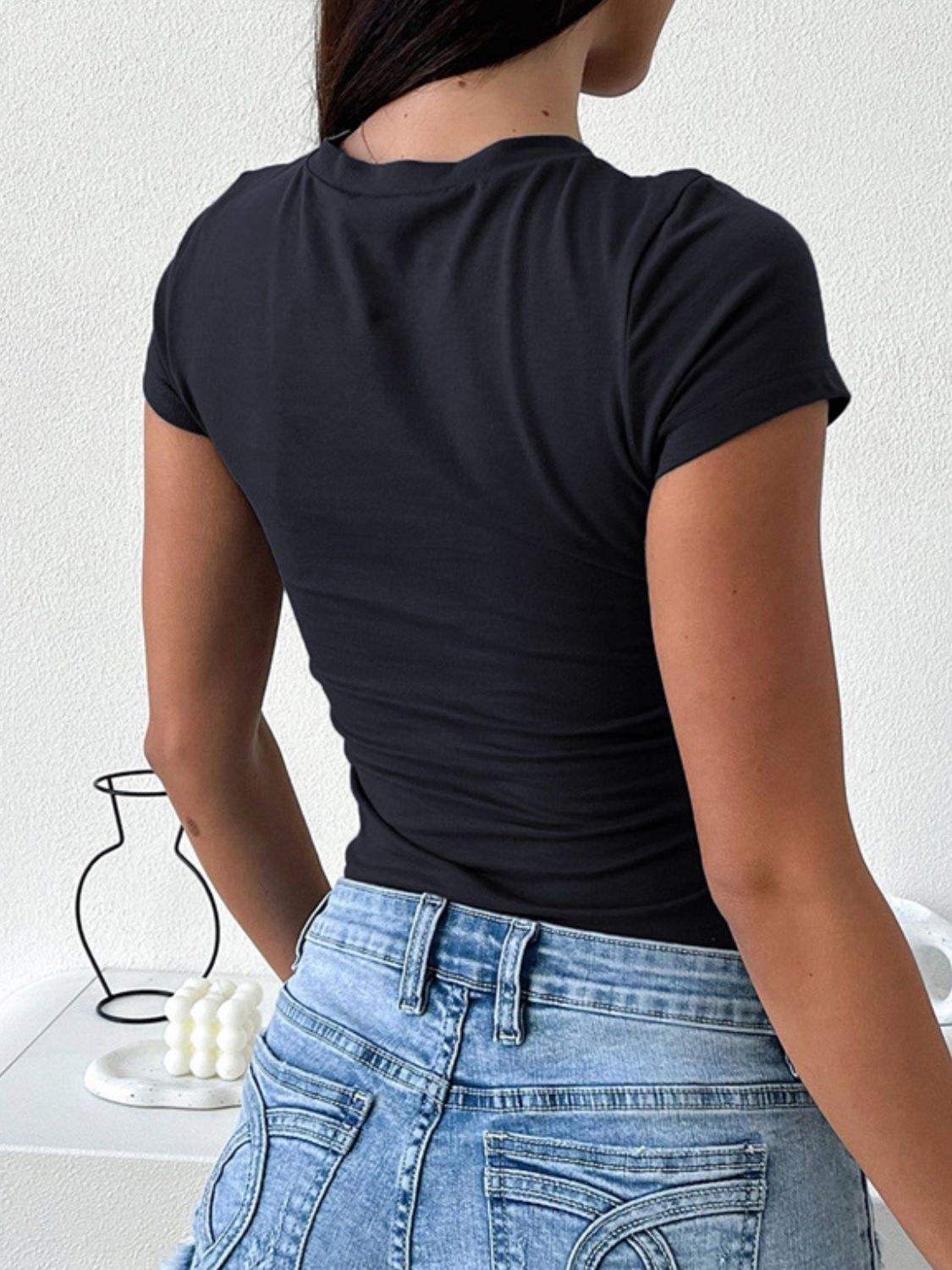 Devine Star Round Neck Short Sleeve T-Shirt - Trendsi - Flyclothing LLC
