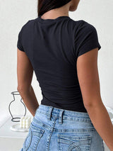 Devine Star Round Neck Short Sleeve T-Shirt - Trendsi - Flyclothing LLC