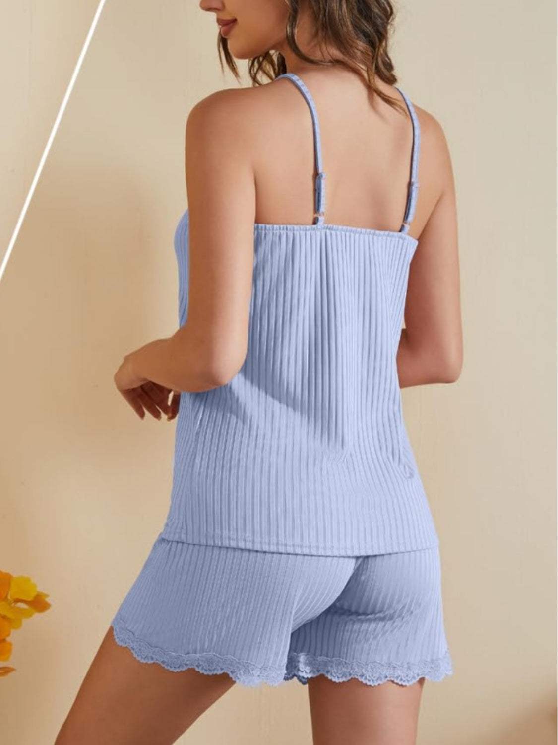 Ribbed Scoop Neck Top and Shorts Lounge Set - Trendsi - Flyclothing LLC