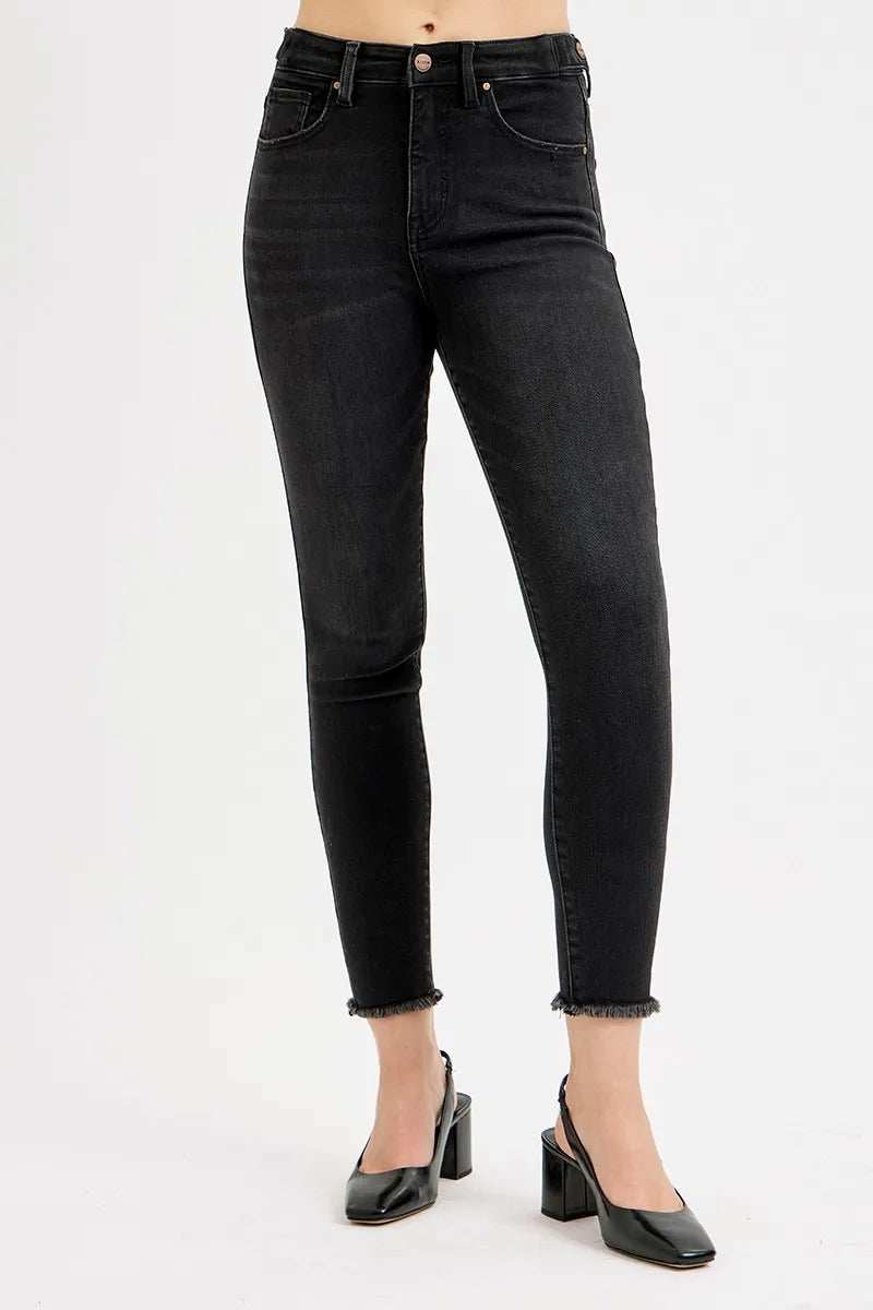 RISEN Full Size Tummy Control High Rise Adjustable Waist Skinny Jeans Plus Size - Trendsi - Flyclothing LLC