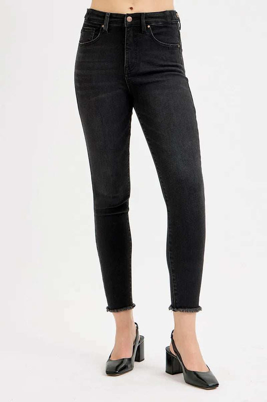 RISEN Full Size Tummy Control High Rise Adjustable Waist Skinny Jeans Plus Size - Trendsi - Flyclothing LLC