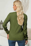 Textured Round Neck Long Sleeve Blouse - Trendsi - Flyclothing LLC