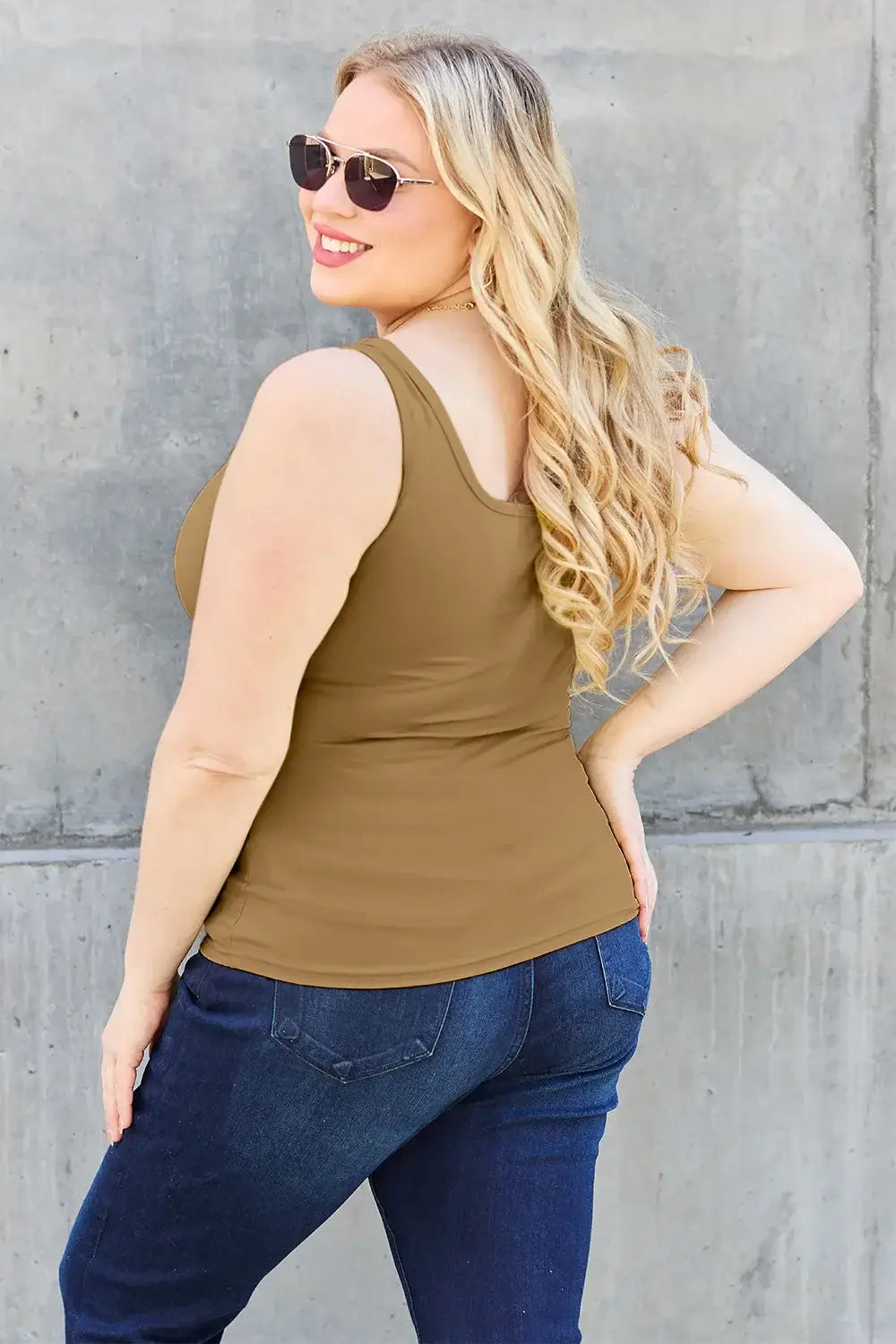 Basic Bae Full Size Square Neck Wide Strap Tank - Trendsi - Flyclothing LLC