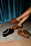 WILD DIVA Embroidered Trim Round Toe Platform Boots - Trendsi