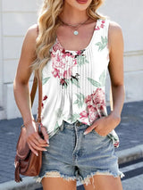 Printed Scoop Neck Wide Strap Tank - Trendsi - Flyclothing LLC