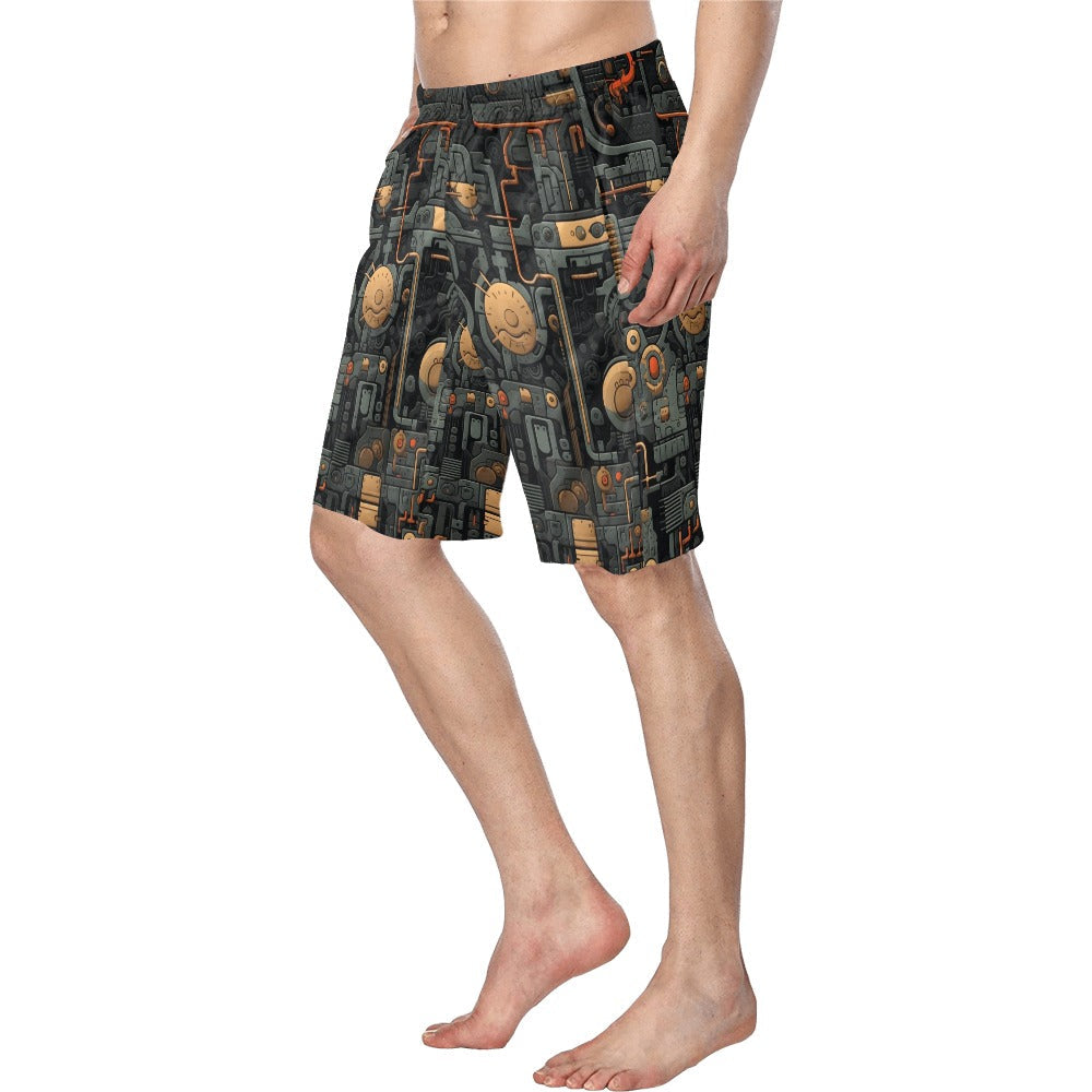 Baha Ranch Cyber Digital Gaming Men's Beach Board Swim Shorts