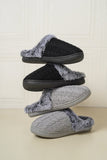 Cable-Knit Fluff Round Toe Slippers - Trendsi