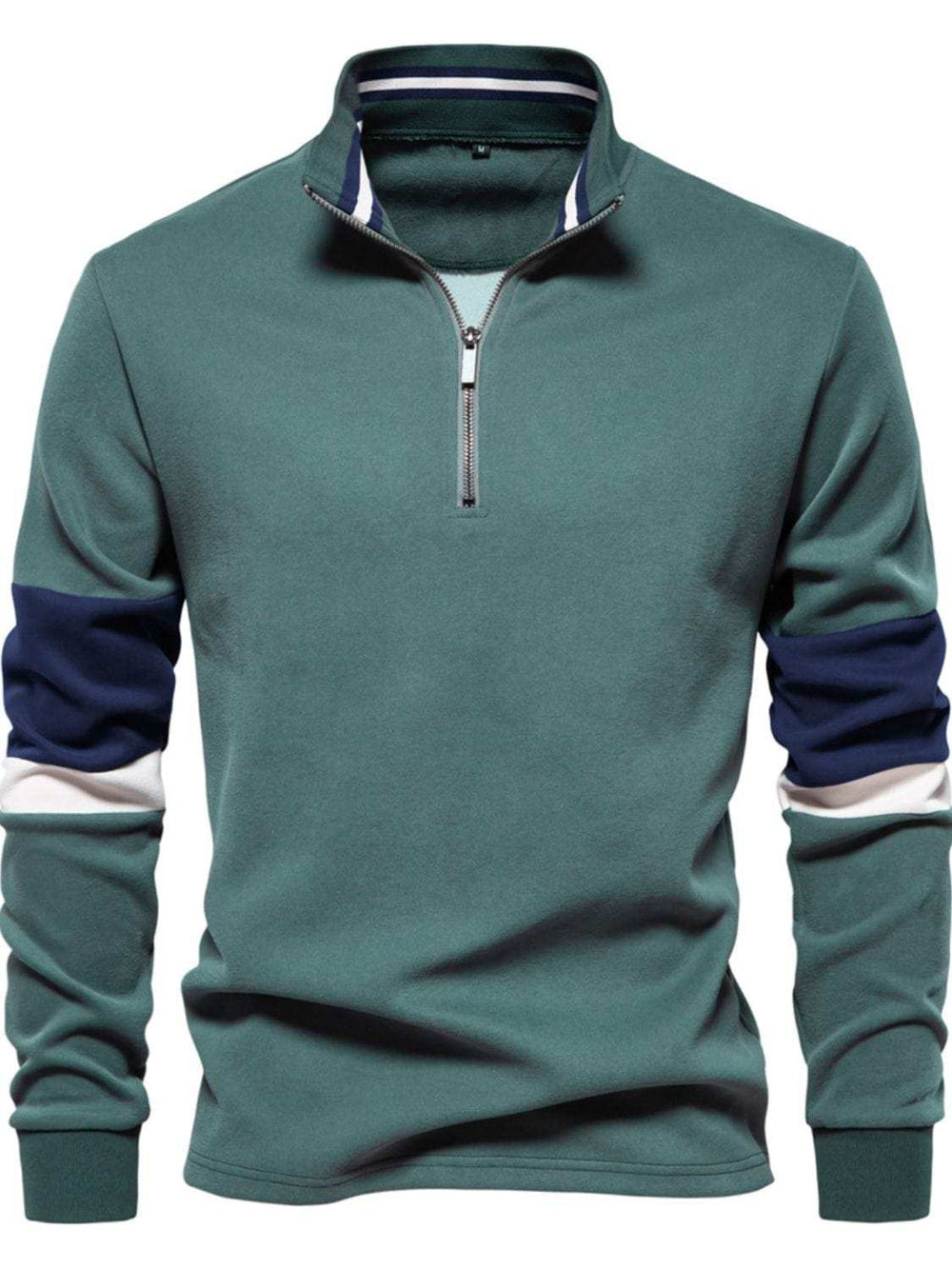 Men's Color Block Long Sleeve Polo - Trendsi - Flyclothing LLC