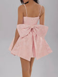Satin Mini Cami Dress with Bow - Trendsi