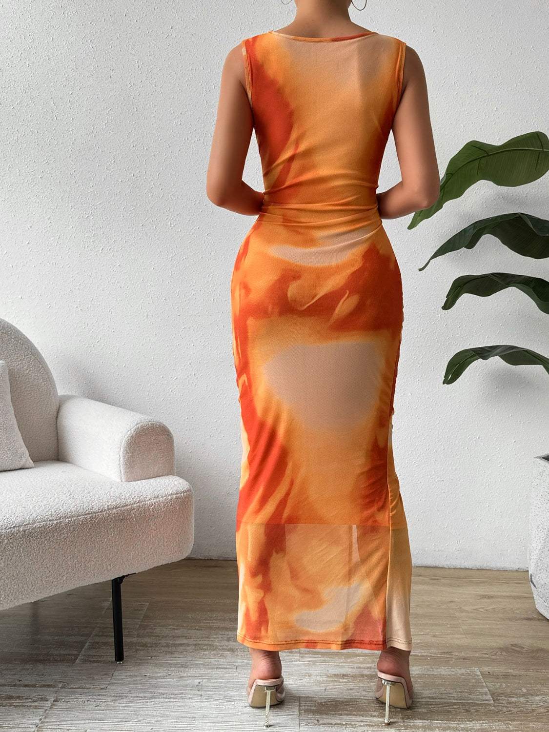 Slit Round Neck Midi Tank Dress - Trendsi - Flyclothing LLC