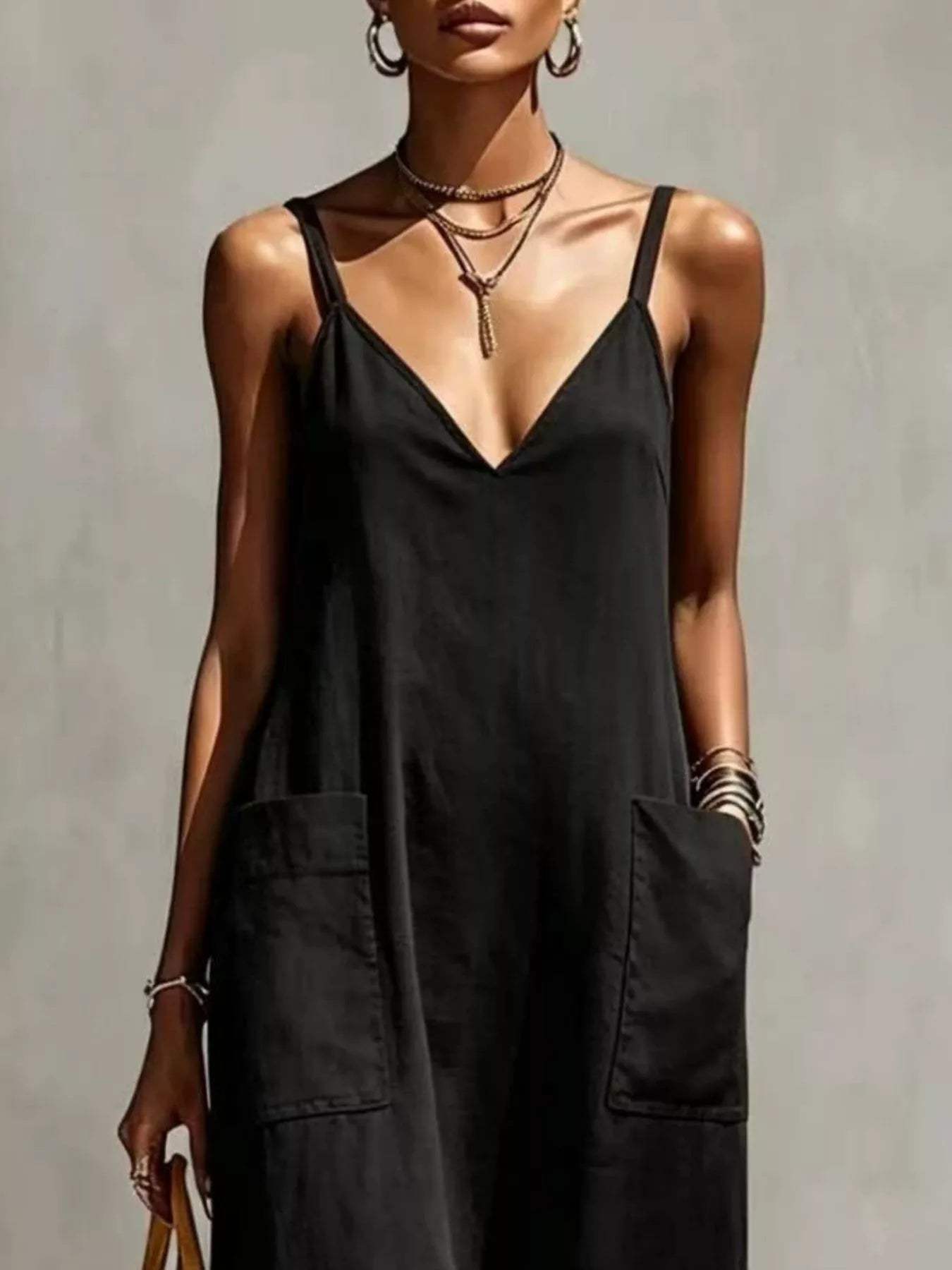 Full Size Fringe V-Neck Spaghetti Strap Dress Plus Size - Trendsi - Flyclothing LLC