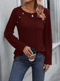 Round Neck Long Sleeve T-Shirt - Trendsi