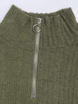 Perfee Tied Quarter Zip Long Sleeve Dress - Trendsi - Flyclothing LLC