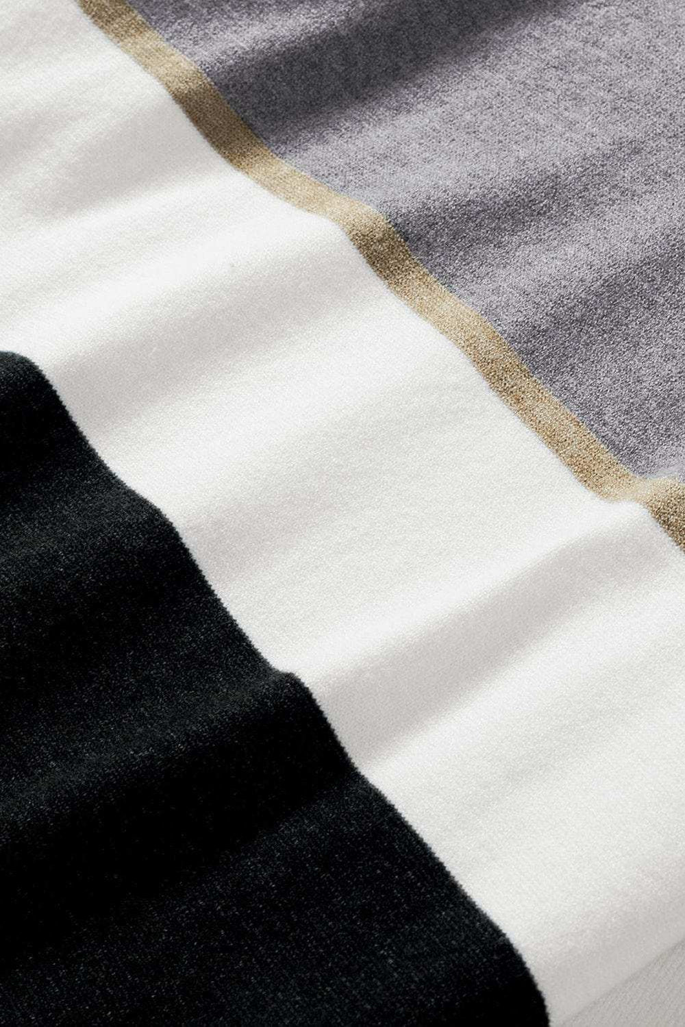 Color Block V Neck Long Sleeve Sweater - Trendsi - Flyclothing LLC