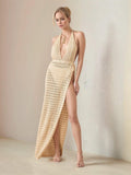 Hollow Out Halter Neck Cover-Up Dress - Trendsi