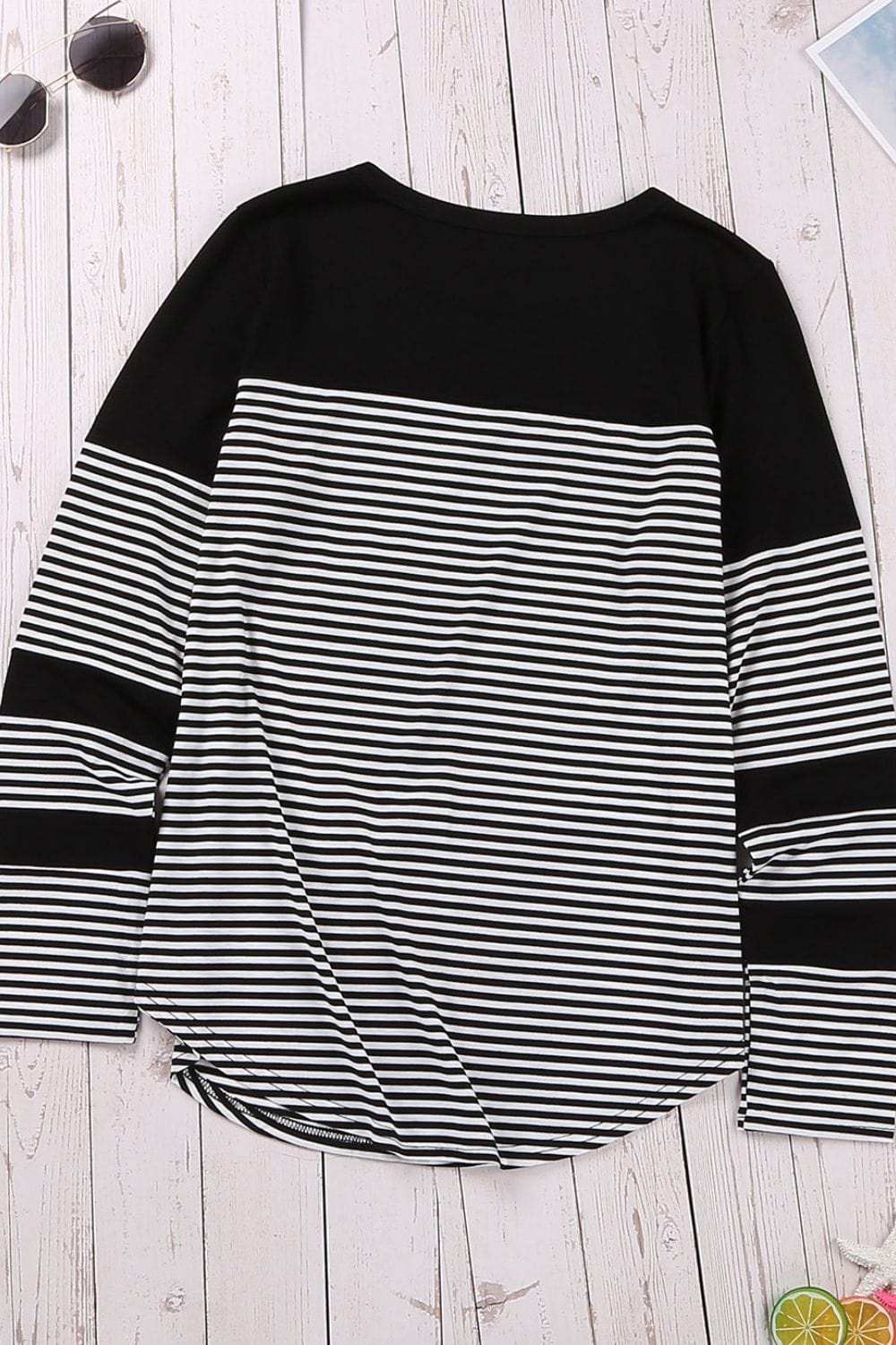 Striped Round Neck Long Sleeve T-Shirt - Trendsi - Flyclothing LLC