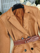 Double-Breasted Lapel Collar Blazer - Trendsi - Flyclothing LLC