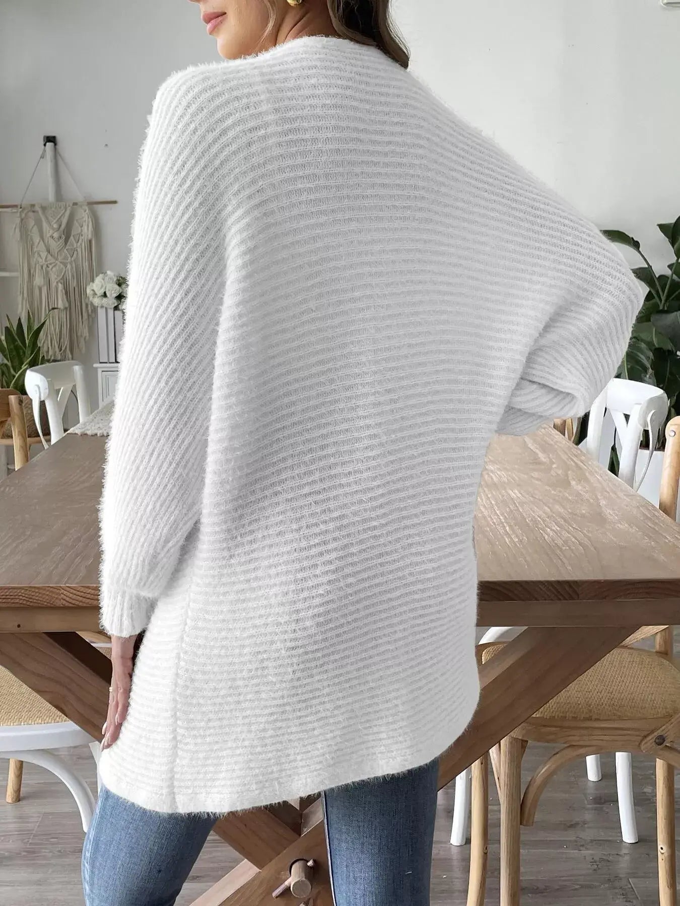 Open Front Drop Shoulder Cardigan - Trendsi - Flyclothing LLC