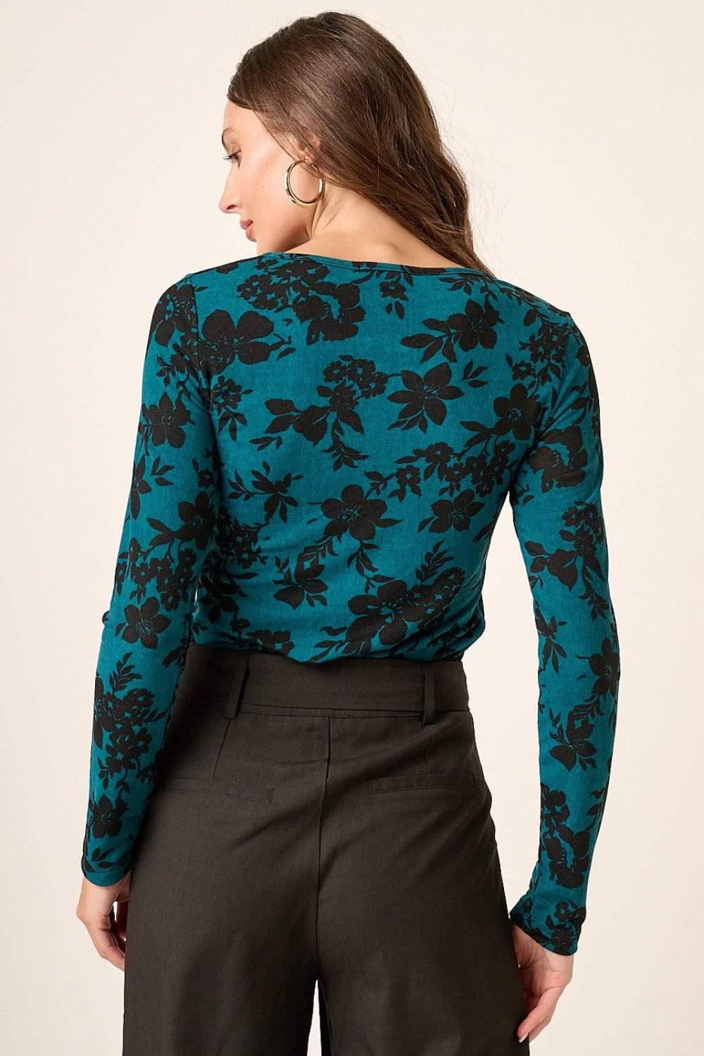 Mittoshop Flower Print Long Sleeve Knit Top - Trendsi - Flyclothing LLC