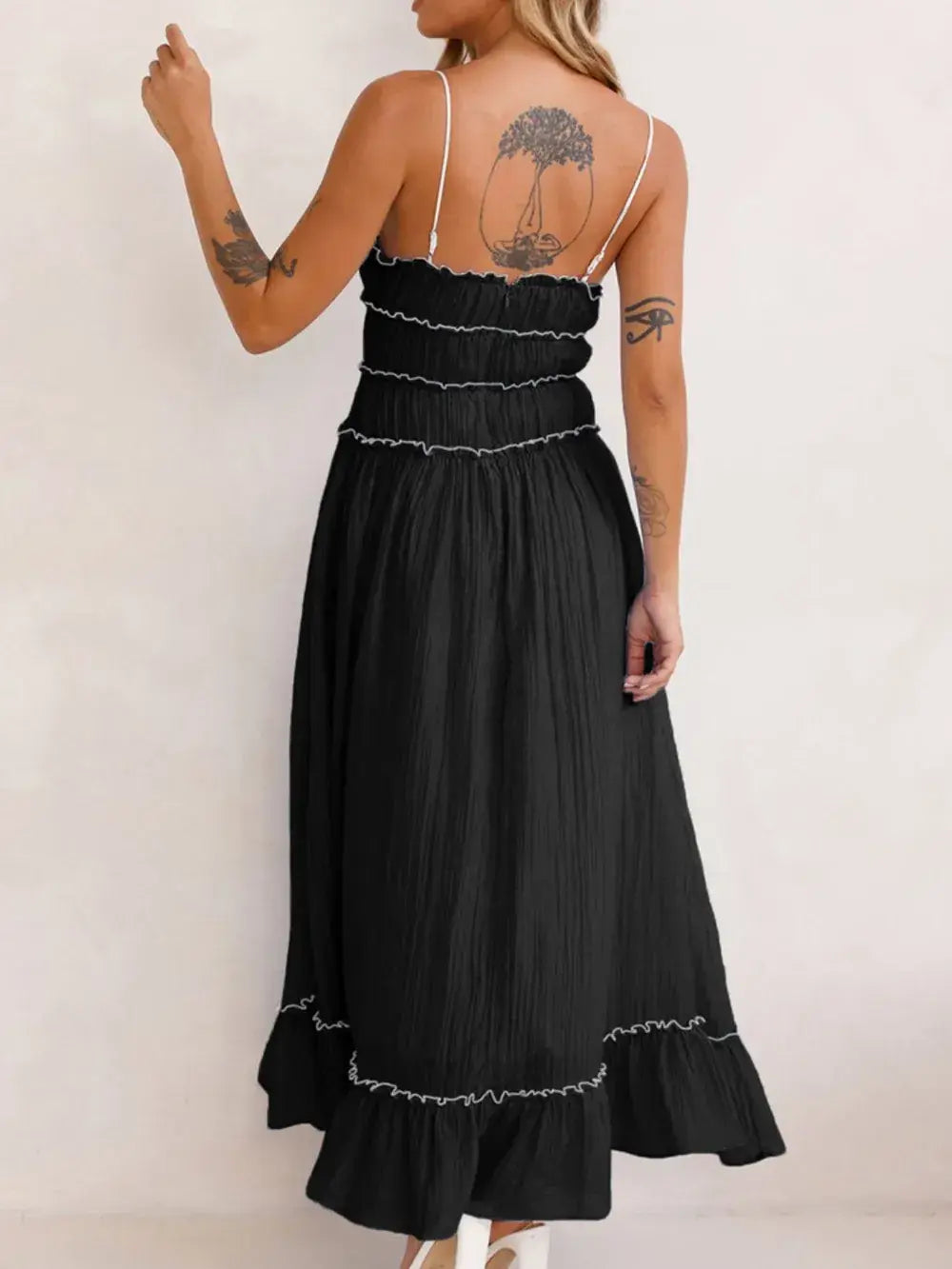 Devine Frill Ruffled Hem Midi Cami Dress - Trendsi - Flyclothing LLC