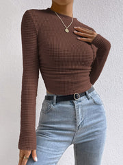 Round Neck Long Sleeve T-Shirt - Trendsi
