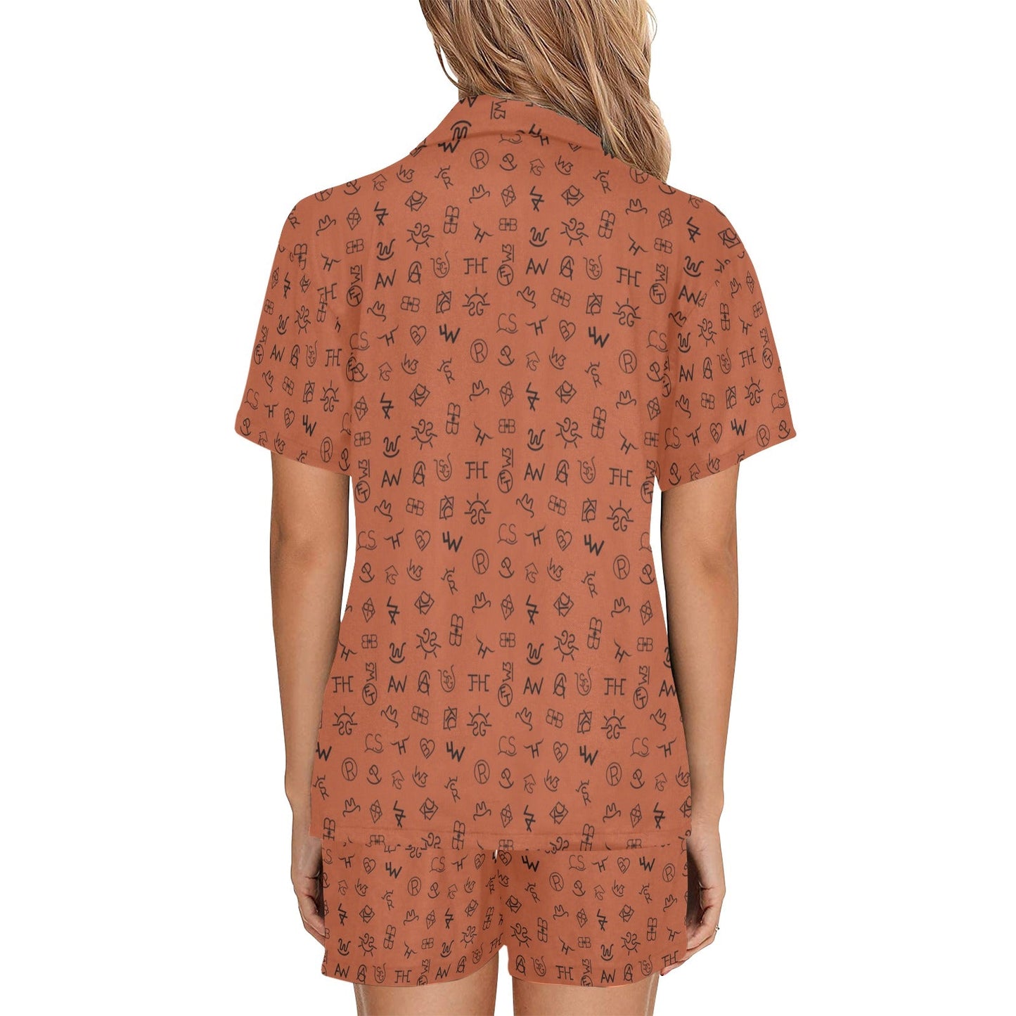 Baha Ranch Mini Rust Cattle Brands Women's Western Pajama Set