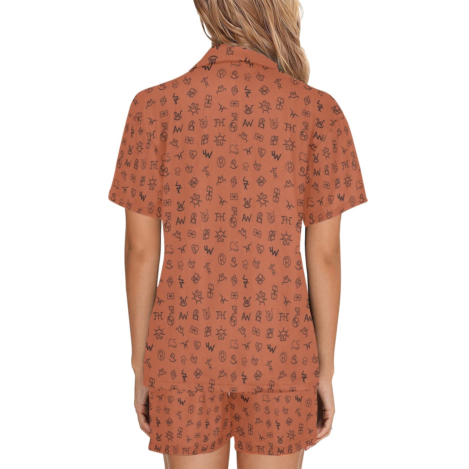 Baha Ranch Mini Rust Cattle Brands Women's Western Pajama Set
