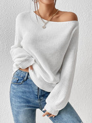Honey Single Shoulder Long Sleeve Sweater - Trendsi