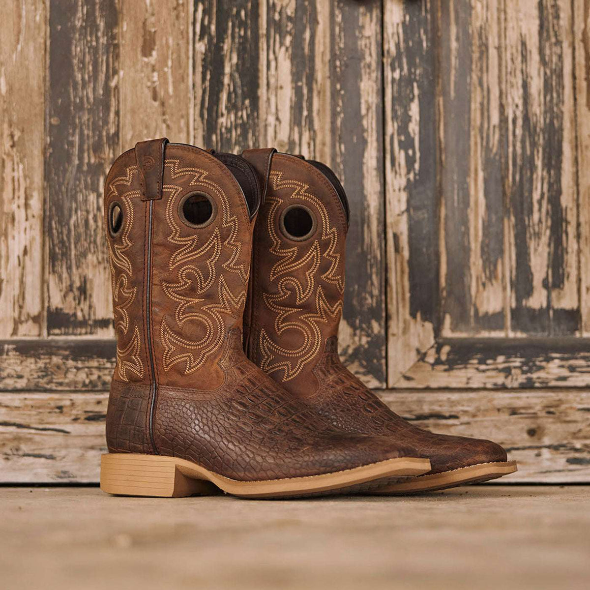 Durango Shyloh Western Boot Nicotine Croco And Trail Brown