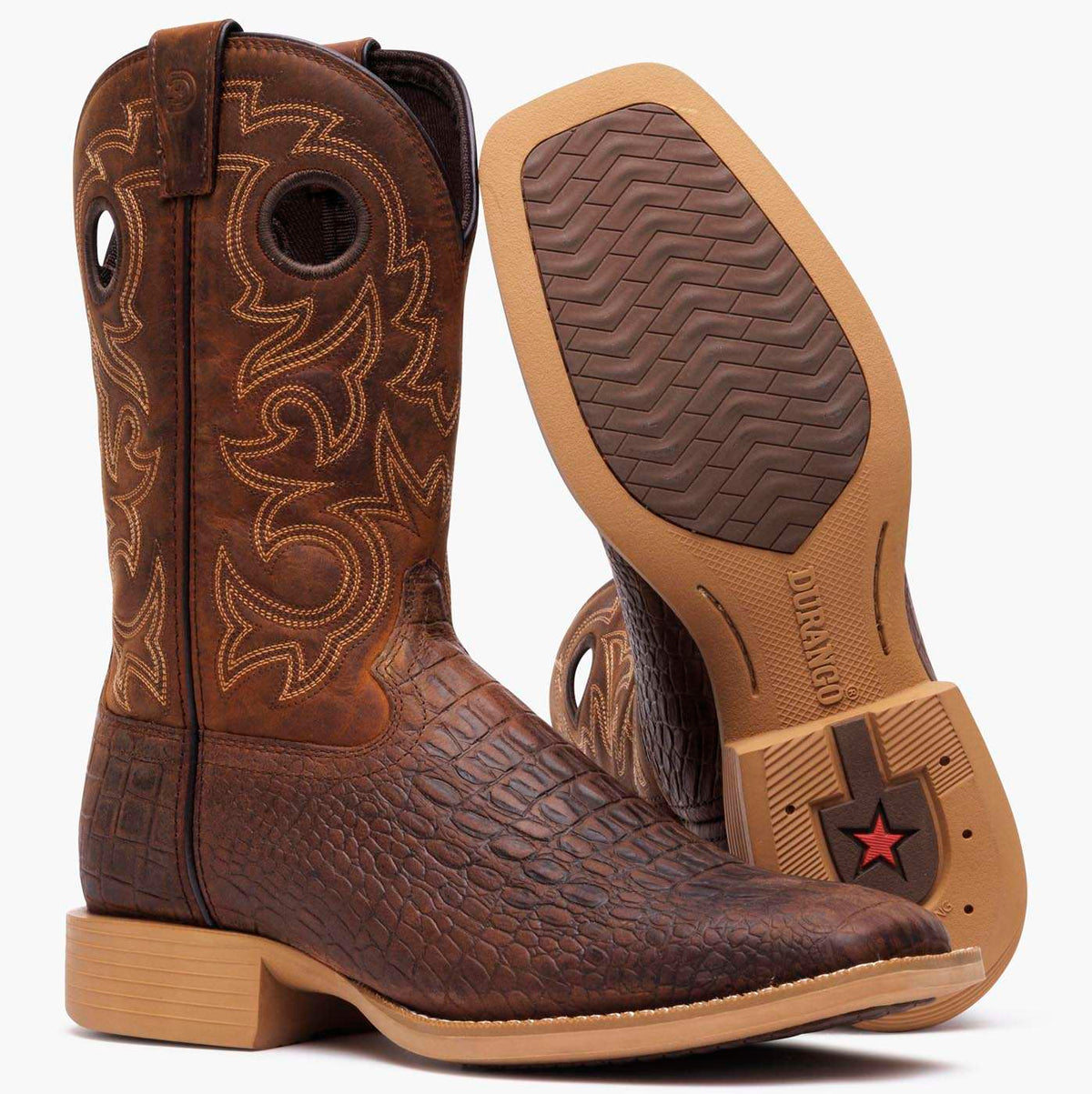 Durango Shyloh Western Boot Nicotine Croco And Trail Brown