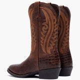 Durango Shyloh Western Boot Cigar Croco And Trail Brown