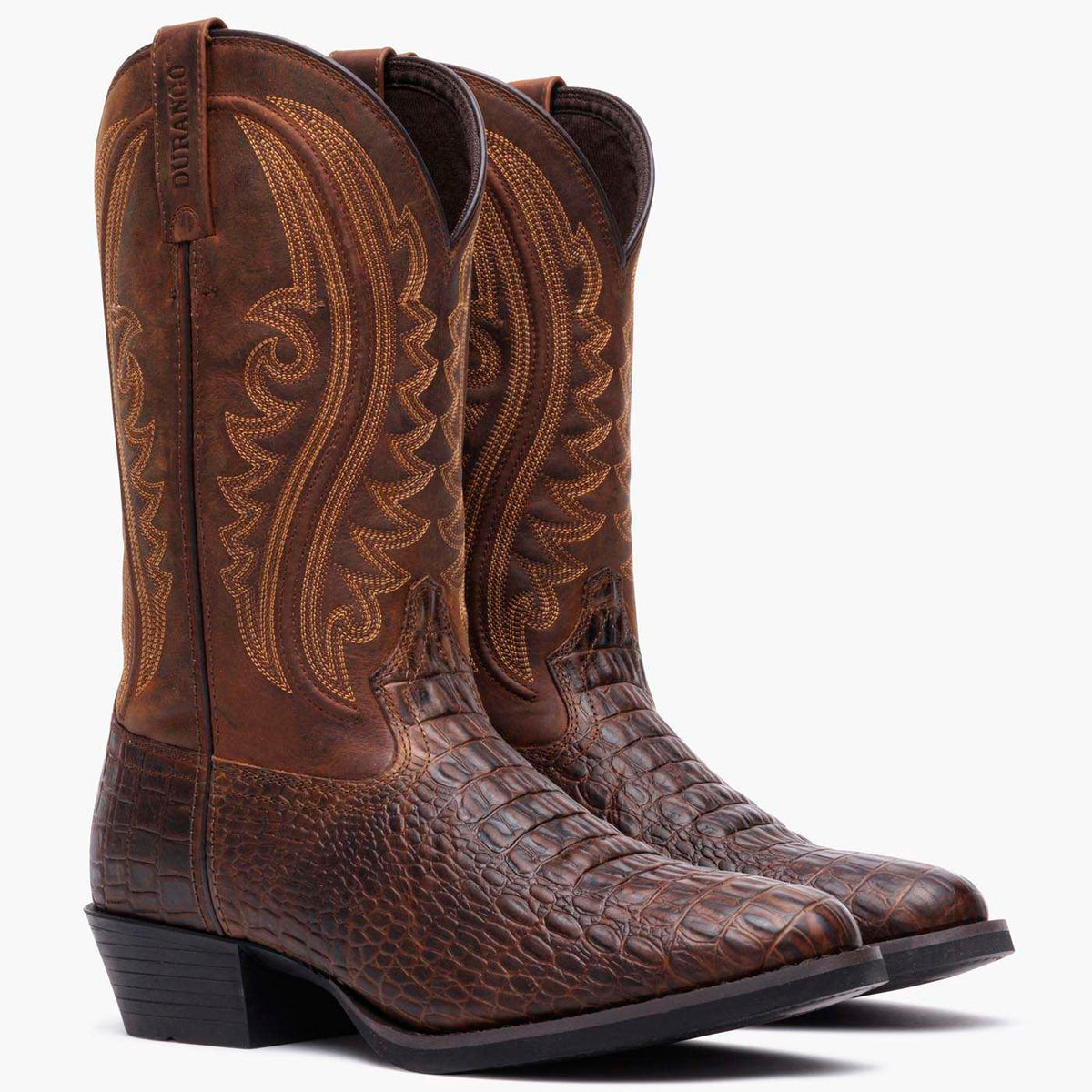 Durango Shyloh Western Boot Cigar Croco And Trail Brown