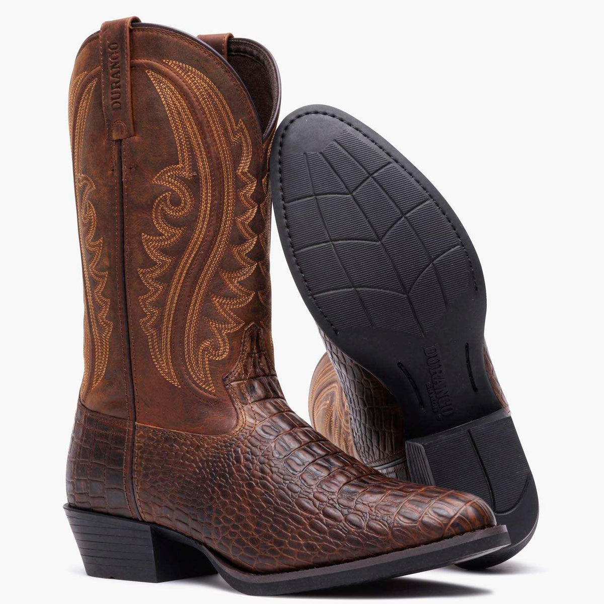 Durango Shyloh Western Boot Cigar Croco And Trail Brown