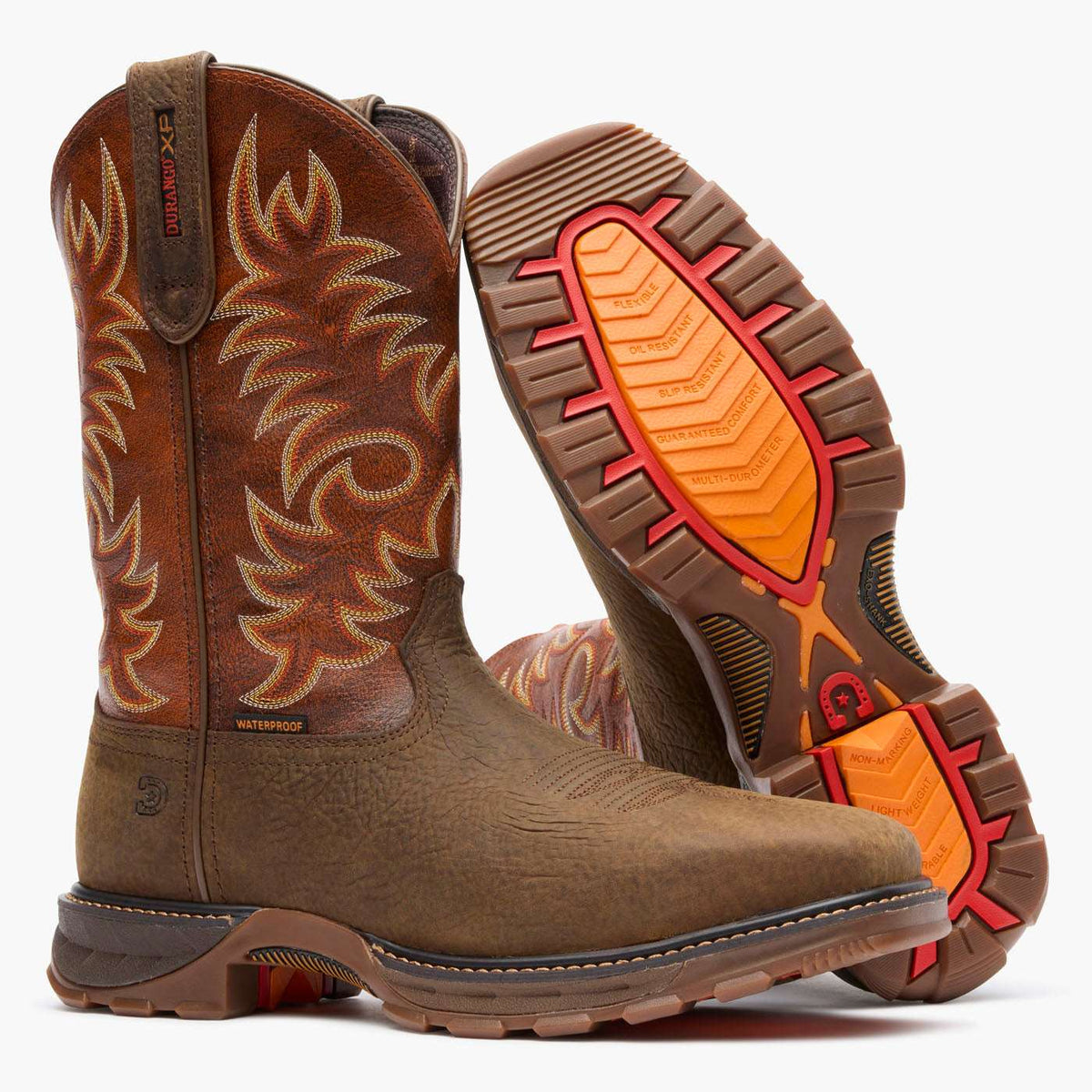 Durango Maverick XP Waterproof Steel Toe Work Boot Cognac And Bark Brown