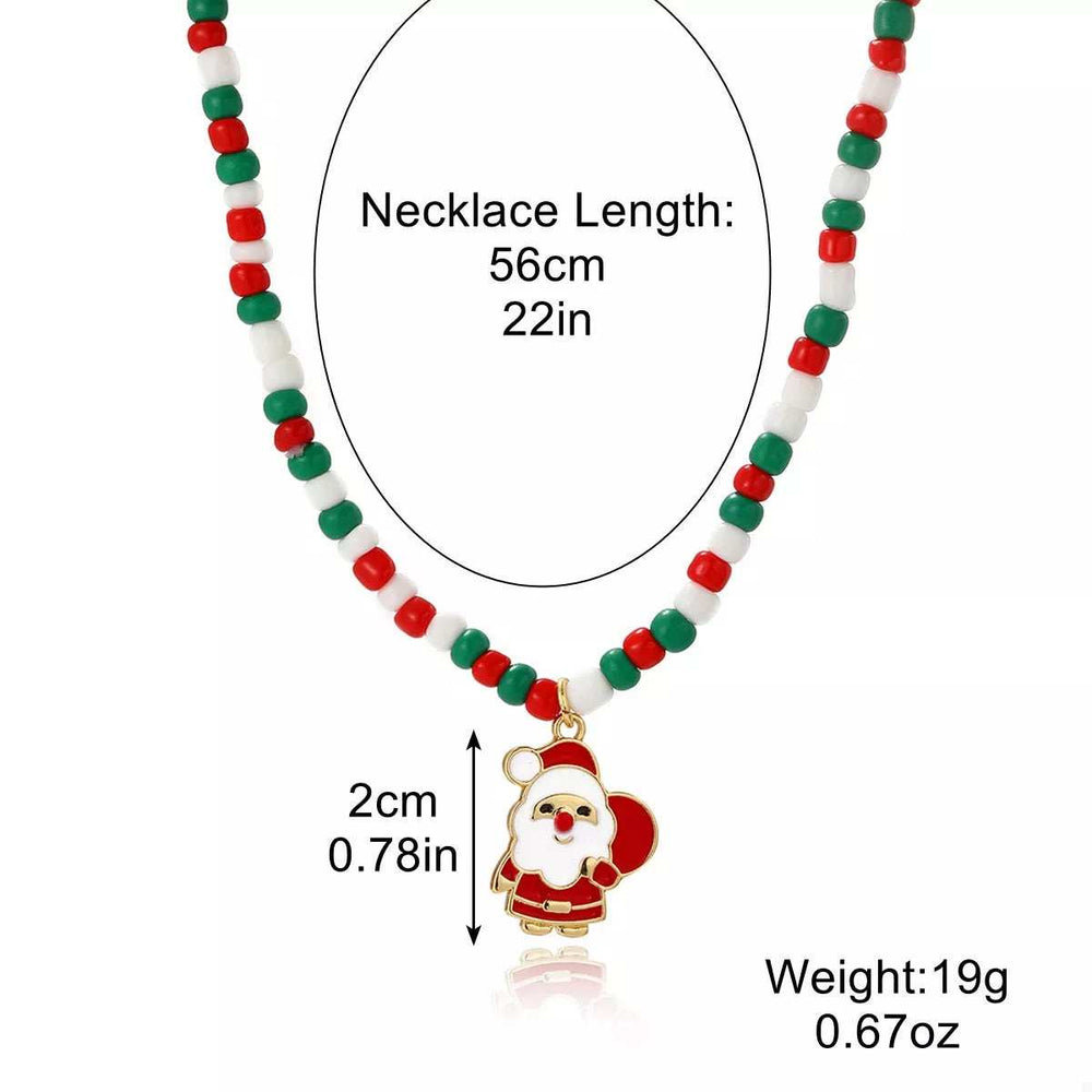 Christmas Beaded Necklace with Santa Charm - Trendsi - Flyclothing LLC
