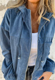 Pocketed Zip Up Long Sleeve Hooded Jacket - Trendsi