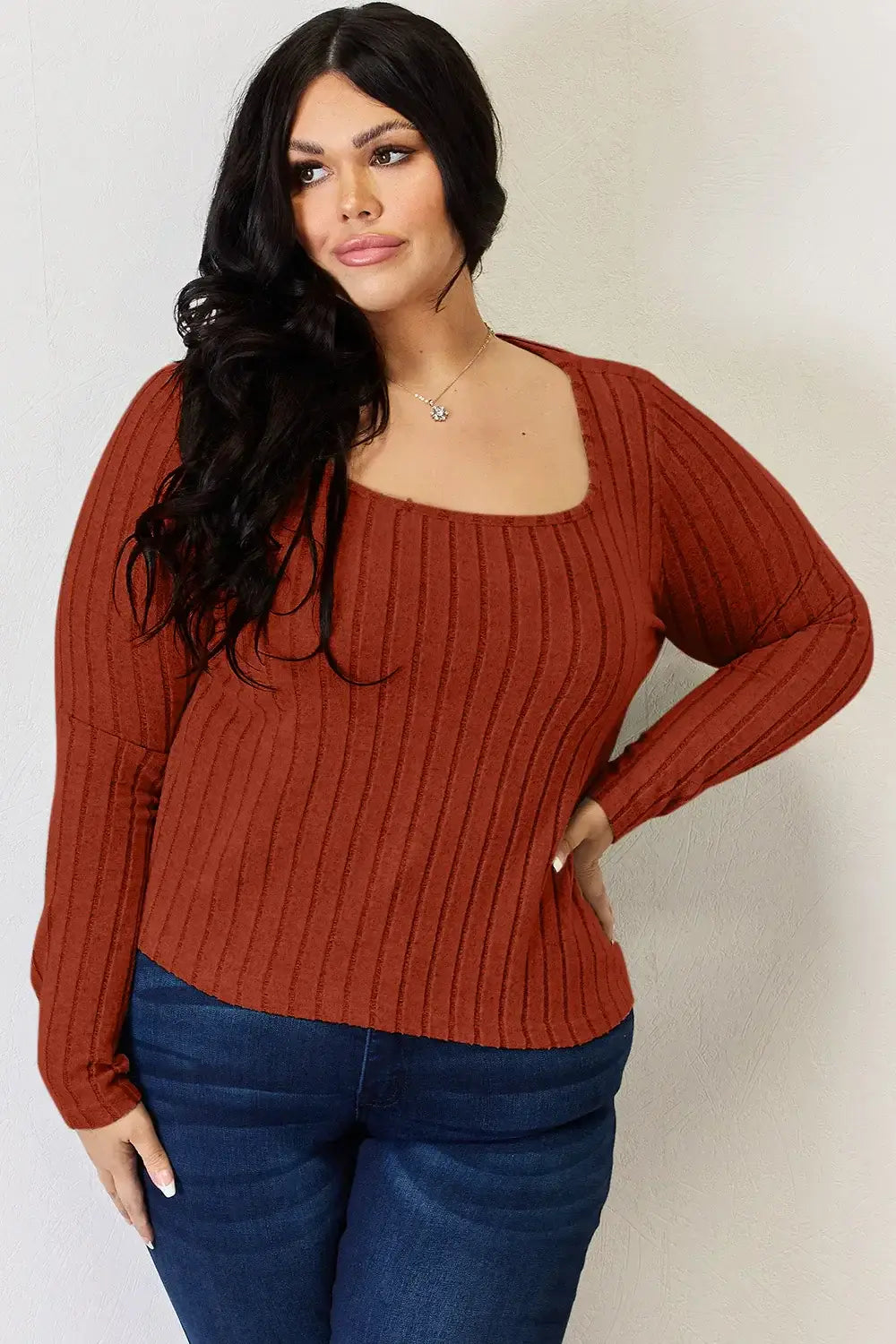 Basic Bae Full Size Ribbed Long Sleeve T-Shirt - ShopBasicbae - Flyclothing LLC