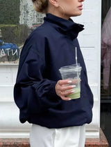 Zip Up Dropped Shoulder Jacket - Trendsi - Flyclothing LLC