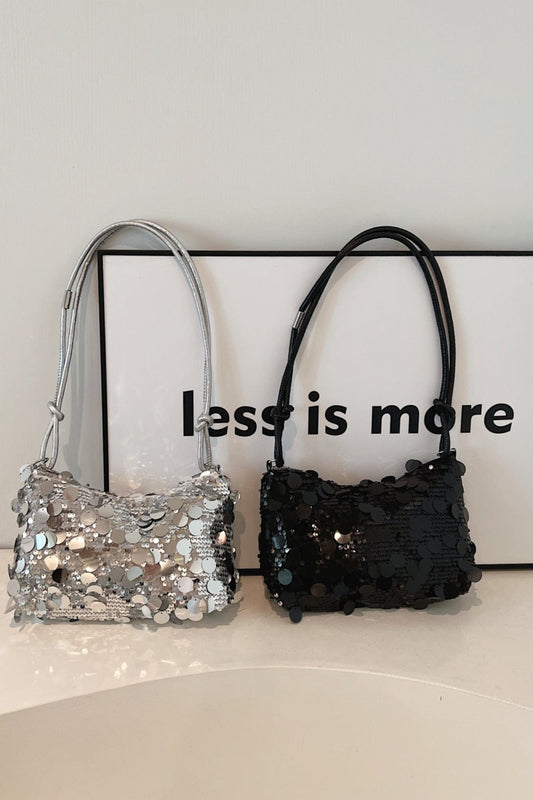 Sequin Knotted Straps Shoulder Bag - Trendsi