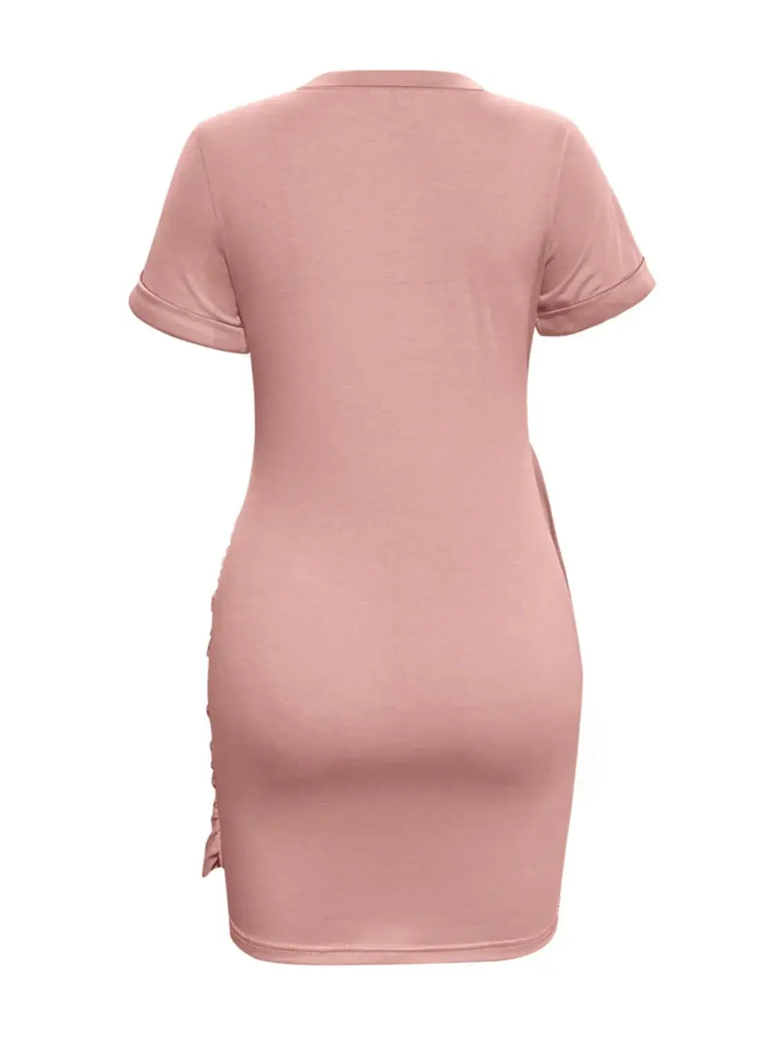 Round Neck Short Sleeve Mini Tee Dress - Trendsi - Flyclothing LLC