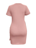 Round Neck Short Sleeve Mini Tee Dress - Trendsi