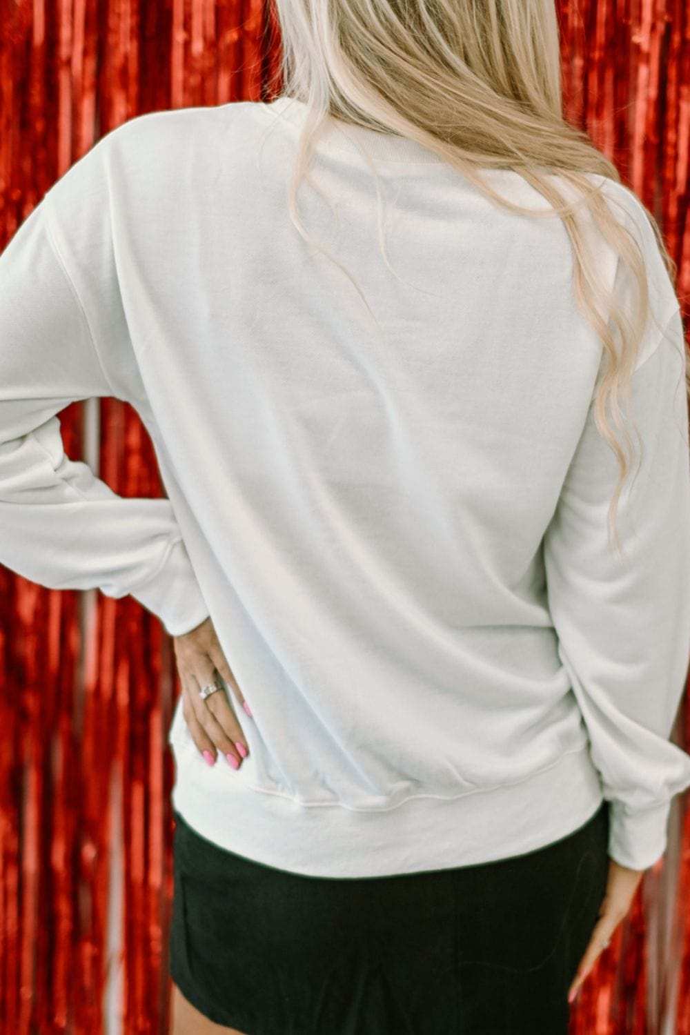 Valentine’s Day XOXO Glitter Round Neck Sweatshirt - Trendsi - Flyclothing LLC