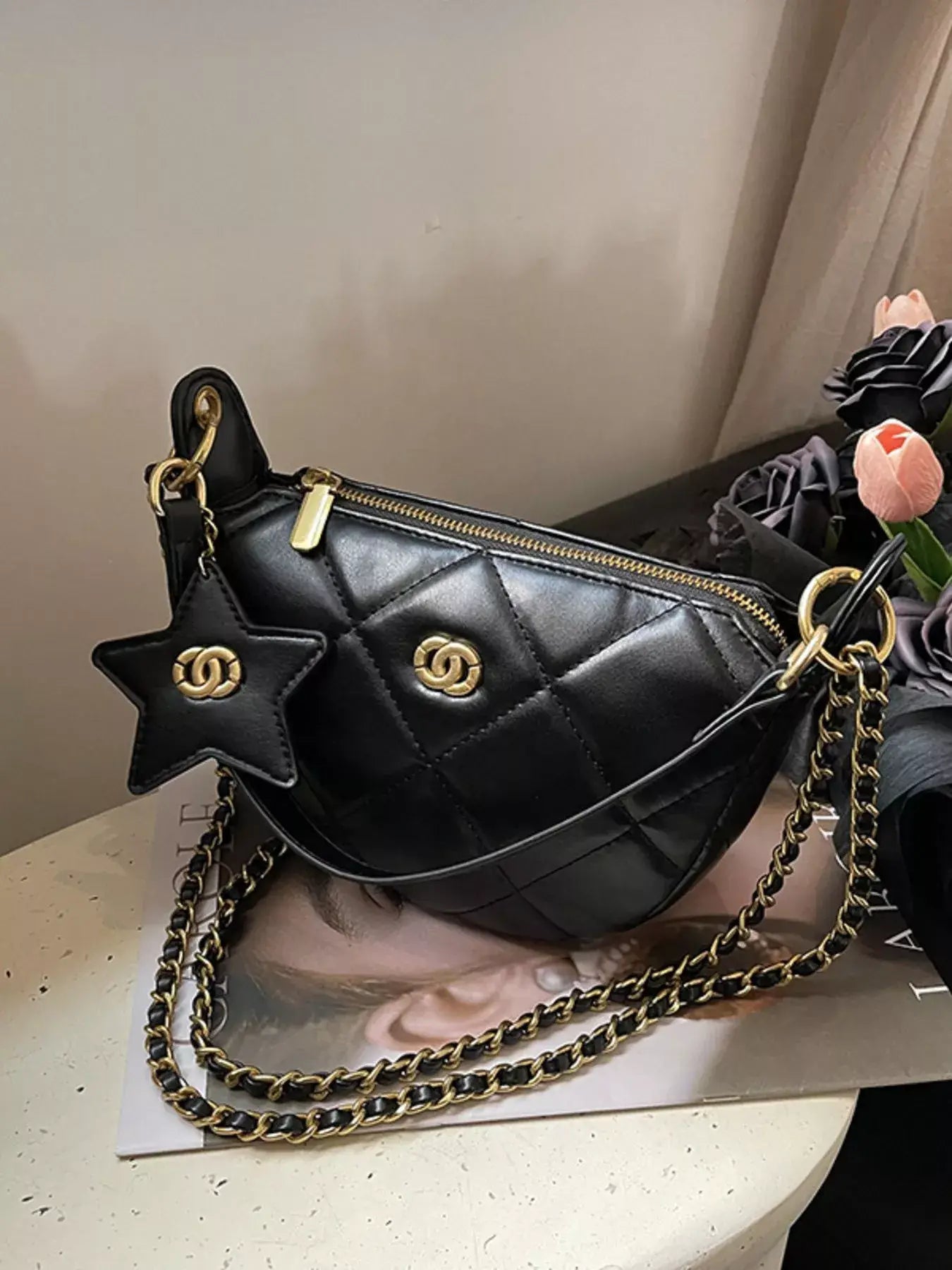 Quilted Chain Crossbody Bag - Trendsi - Flyclothing LLC