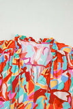 Printed Tie Neck Half Sleeve Blouse - Trendsi - Flyclothing LLC