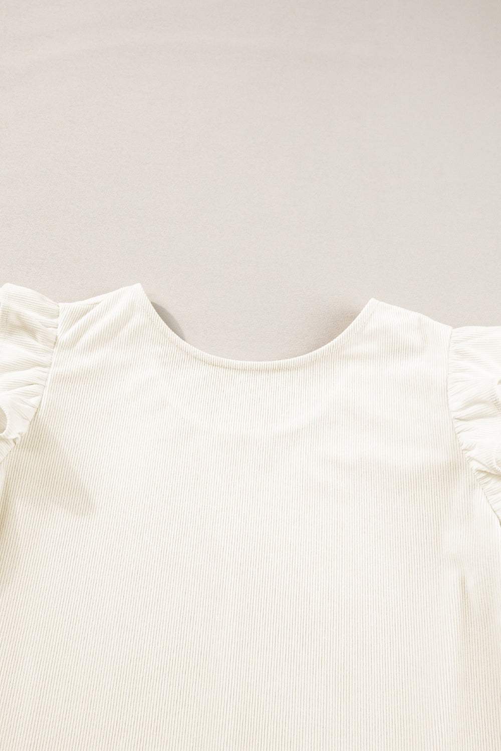 Ruffled Round Neck Flounce Sleeve Top - Trendsi - Flyclothing LLC