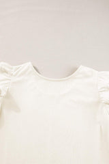 Ruffled Round Neck Flounce Sleeve Top - Trendsi - Flyclothing LLC